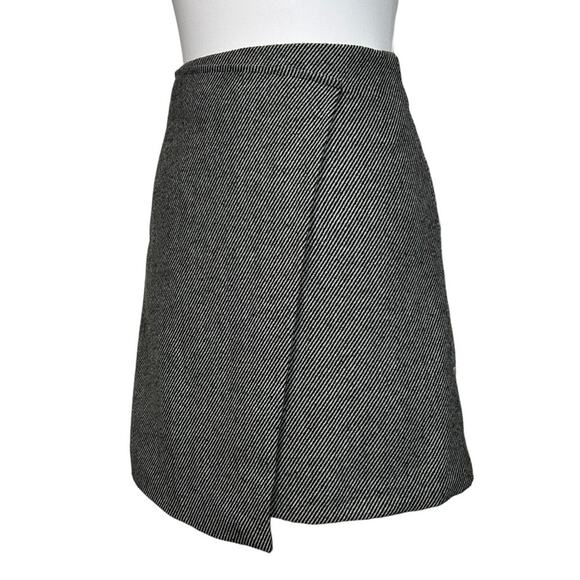 Haute Rouge Gray Wool Blend Mini Skirt Faux Wrap Asymmetrical Womens Size XS - Picture 2 of 9